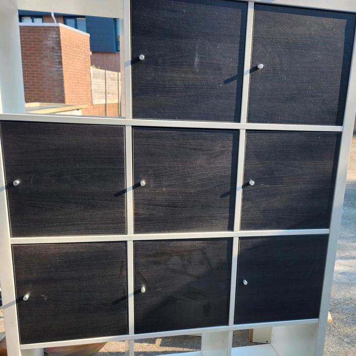 7x Kallax inzet deur zwartbruin, Huis en Inrichting, Kasten | Lockerkasten, Gebruikt, Ophalen
