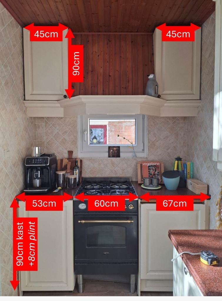 Massief houten keuken in landelijke stijl, Huis en Inrichting, Keuken | Complete keukens, Ophalen, Gebruikt, Hoekkeuken, Crème