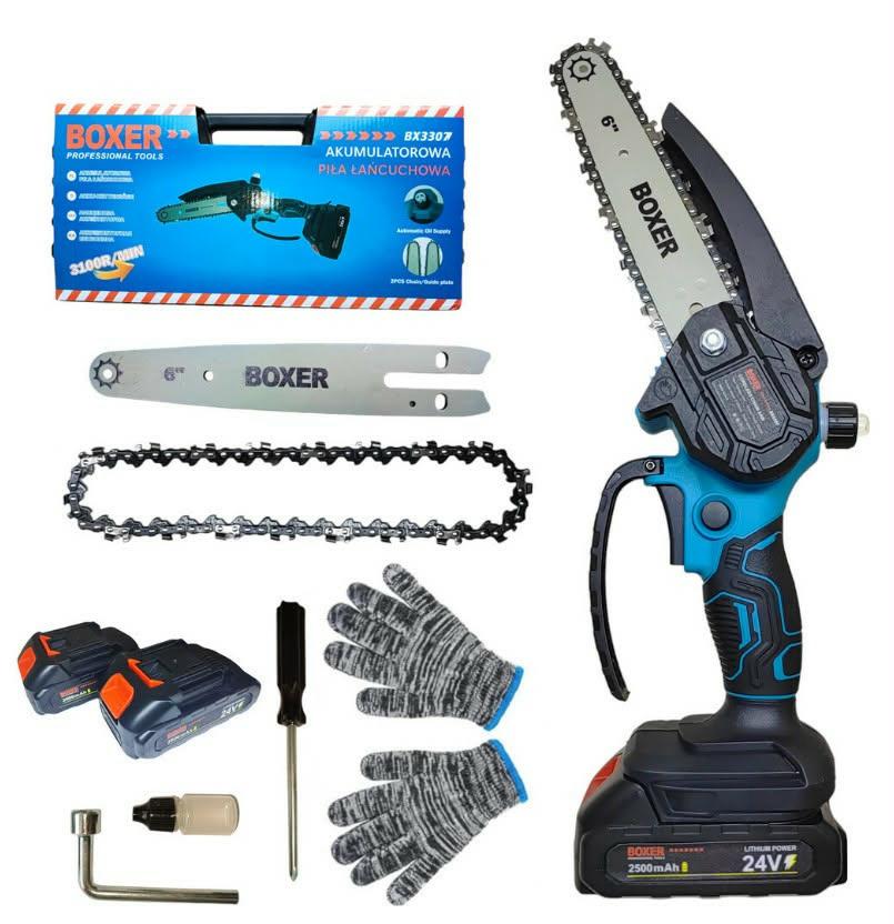 24 v kettingzaag 6 inch 2 accu,s Borstelloos oliereservoir, Ophalen of Verzenden, Nieuw, Kettingzaag, 70 mm of meer