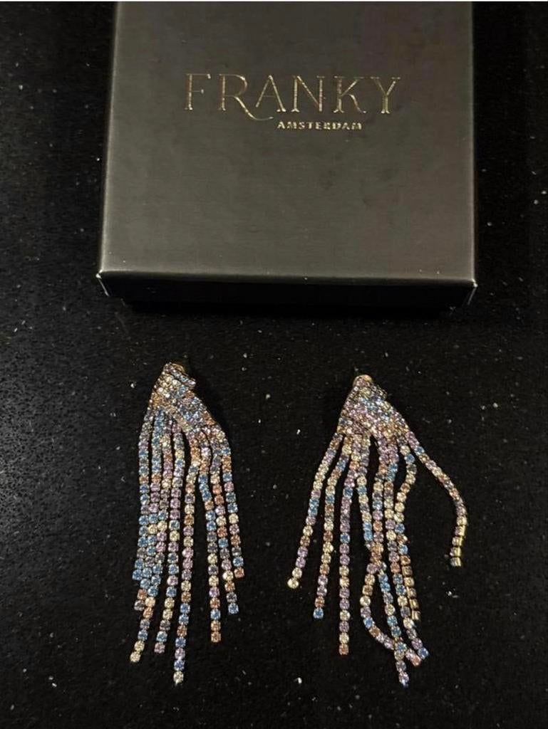 Franky Amsterdam Oorbellen - Nieuwstaat, Met kristal, Overige materialen, Hangers, Overige kleuren