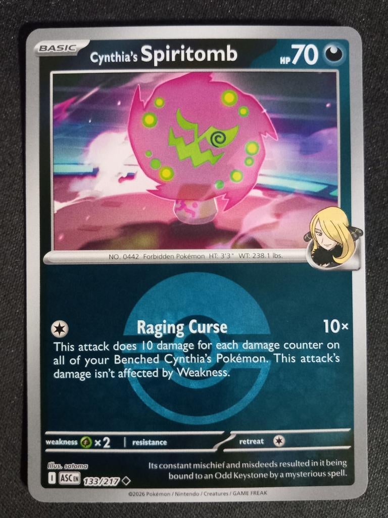 Cynthia's Spiritomb 133/217 Ascended H Reverse Pokeball NM, Verzenden, Zo goed als nieuw, Losse kaart, Foil