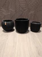 3 zwarte bloempotten Capi, Tuin en Terras, Ophalen, Rond, Minder dan 25 cm, Minder dan 40 cm
