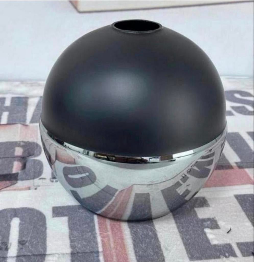 Luxe bol-rond ronde Lampenkap lamp mat-zwart chrome chroom, Zwart, Rond, Nieuw, Ophalen of Verzenden