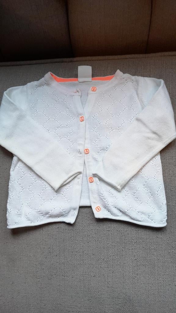 Hema wit vestje met oranje details maat 68, Gebruikt, Ophalen of Verzenden, Hema, Truitje of Vestje