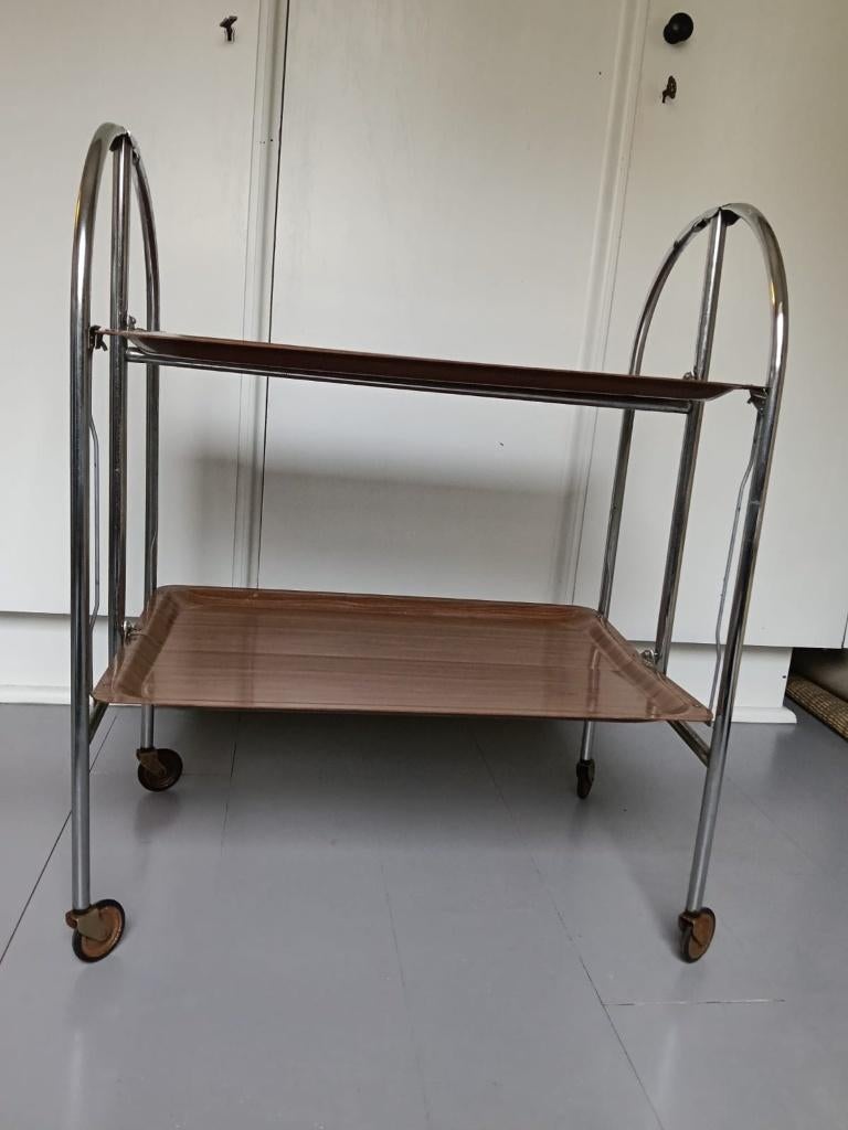 Mooie opvouwbare serveerwagen 60er jaren, Gebruikt, Ophalen, Overige houtsoorten, 50 tot 100 cm