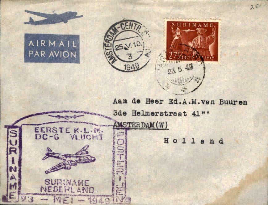 Suriname - FFC - Stempels - 1949, Postzegels en Munten, Brieven en Enveloppen | Nederland, Verzenden, Envelop