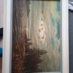 Schilderij met bos en water, Antiek en Kunst, Ophalen of Verzenden