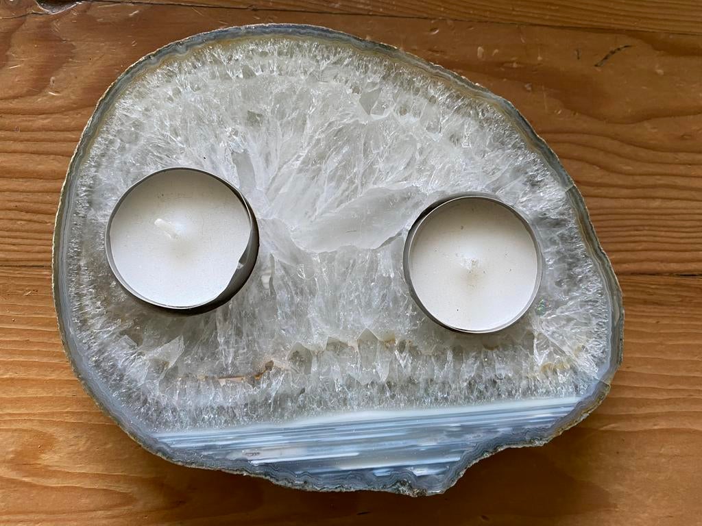 Agaat waxinelichthouder, Huis en Inrichting, Ophalen of Verzenden, Gebruikt, Overige materialen, Kandelaar