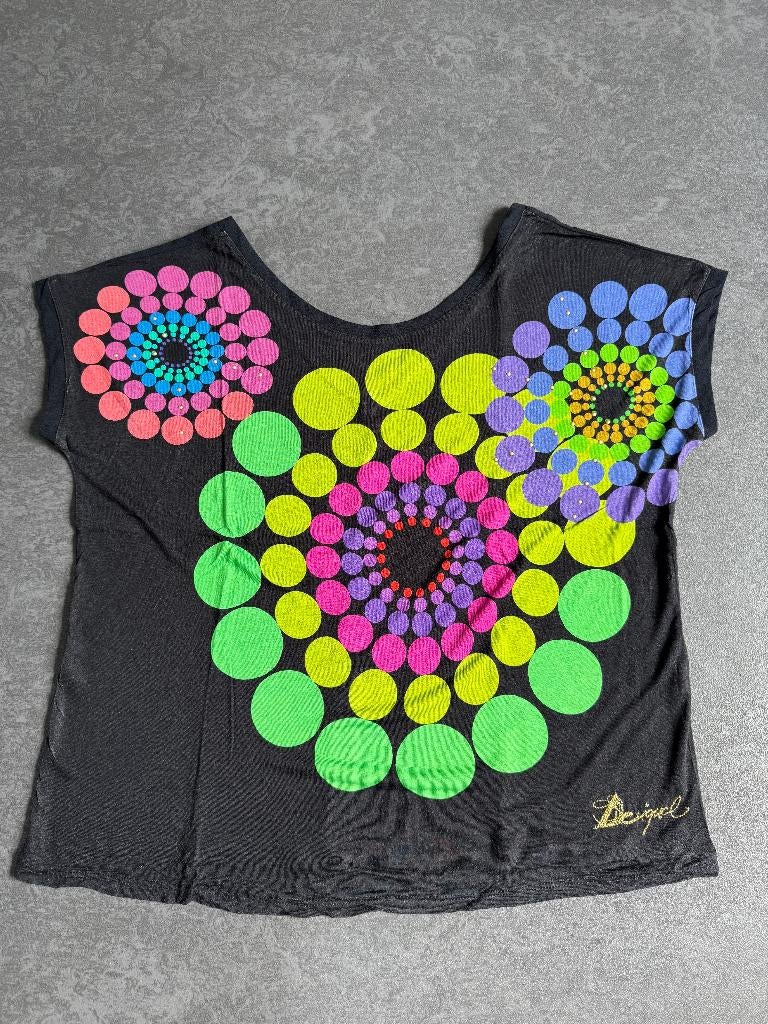 Desigual shirt zwart met kleuren, Zwart, Maat 46/48 (XL) of groter, Ophalen of Verzenden, Zo goed als nieuw