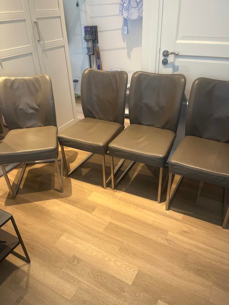 Set leren Bert Plantagie stoelen, Ophalen, Gebruikt, Vier, Metaal