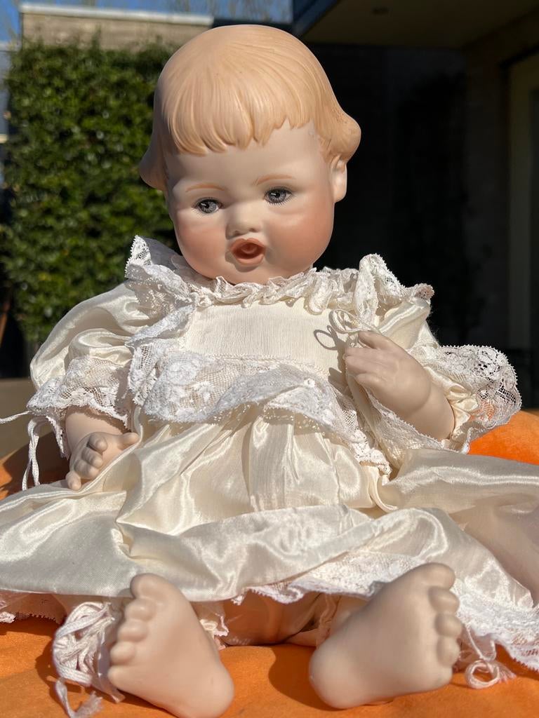 Antieke porseleinen babypop, 37 cm, Verzenden
