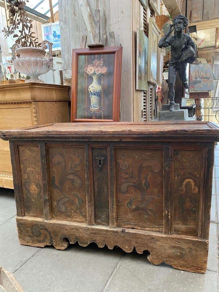 Franse antieke dekenkist kist salontafel, Antiek en Kunst, Curiosa en Brocante, Ophalen