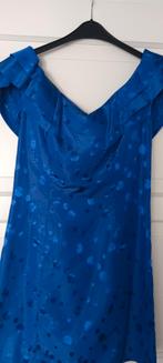 Handgemaakte Korenblauwe Off-Shoulder Cocktailjurk, Maat 38/40 (M), Blauw, Ophalen of Verzenden, Zo goed als nieuw