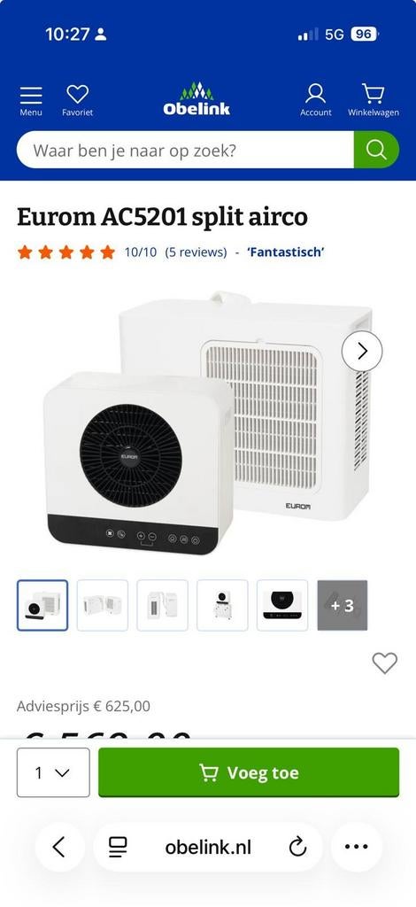 Eurom AC5201 split airco voor caravan, Witgoed en Apparatuur, Airco's, Ophalen