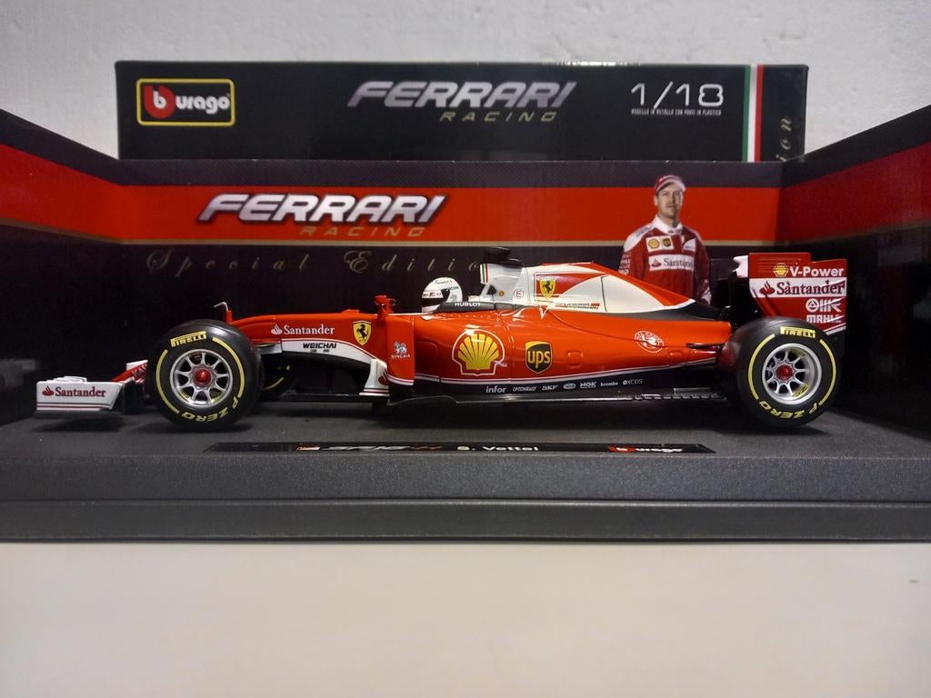 Ferrari SF16-H F1 S. Vettel Bburago Limited metal 1:18 KRD, Ophalen of Verzenden, Zo goed als nieuw, Auto, Overige merken