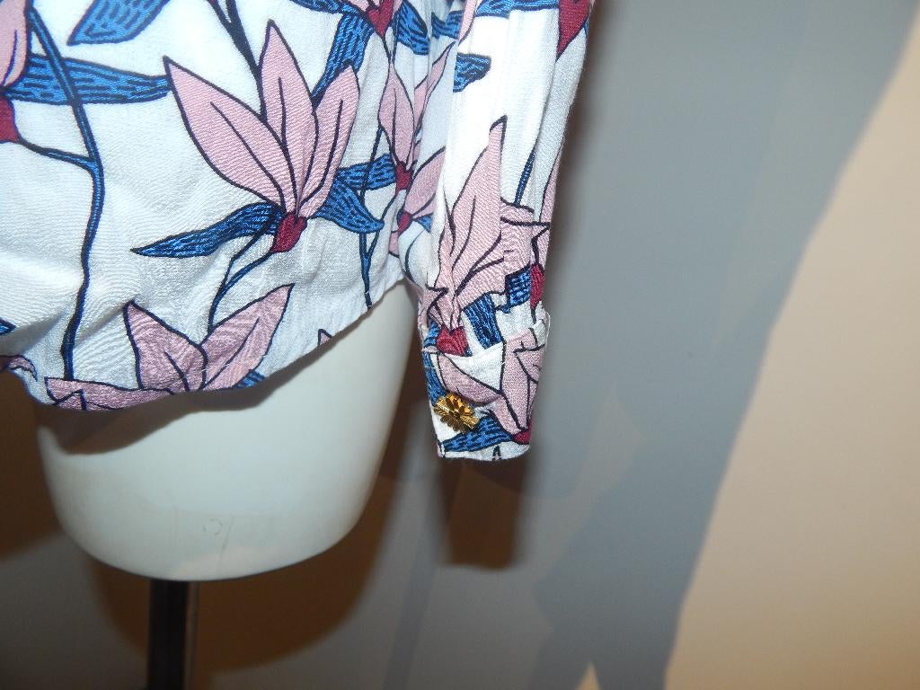 Fabienne Chapot blouse bloemen hartjes print lichte tinten M, Maat 38/40 (M), Verzenden, Wit, Zo goed als nieuw
