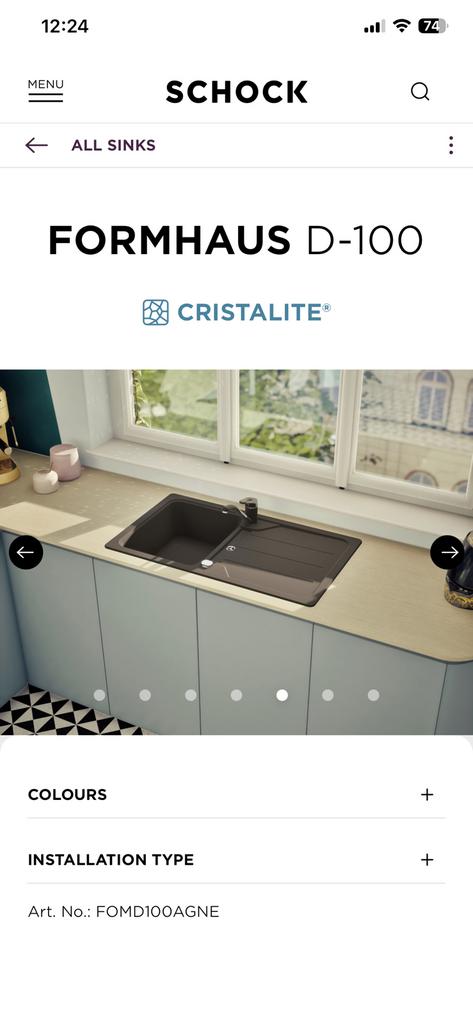 Schock Formhaus D-100 Onyx spoelbak wasbak gootsteen, Huis en Inrichting, Keuken | Keukenelementen, Ophalen, Overige kleuren, Nieuw