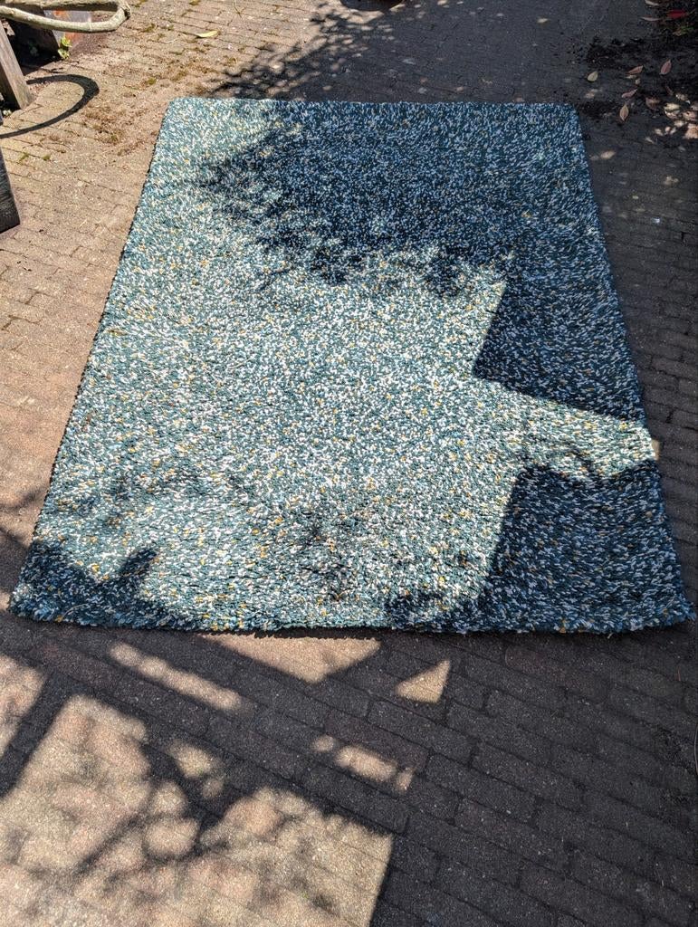 IKEA VINDUM vloerkleed - Groen/Blauw/Wit - 133x180 cm, Ophalen, Gebruikt, 100 tot 150 cm, 150 tot 200 cm