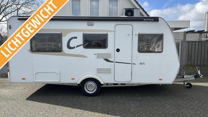 Carado 167L Enkele bedden/Luifel, Caravans en Kamperen, Caravans, Bedrijf, tot en met 3, 750 - 1000 kg, Treinzit, Carado, 2 aparte bedden