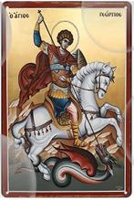 Metalen wandbord met Joris en de draak., Verzamelen, Religie, Ophalen of Verzenden, Nieuw, Overige typen, Christendom | Katholiek