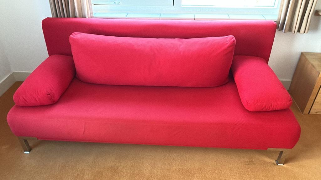 IKEA rode slaapbank - nauwelijks gebruikt, Ophalen, Gebruikt, Tweepersoons, Overige maten