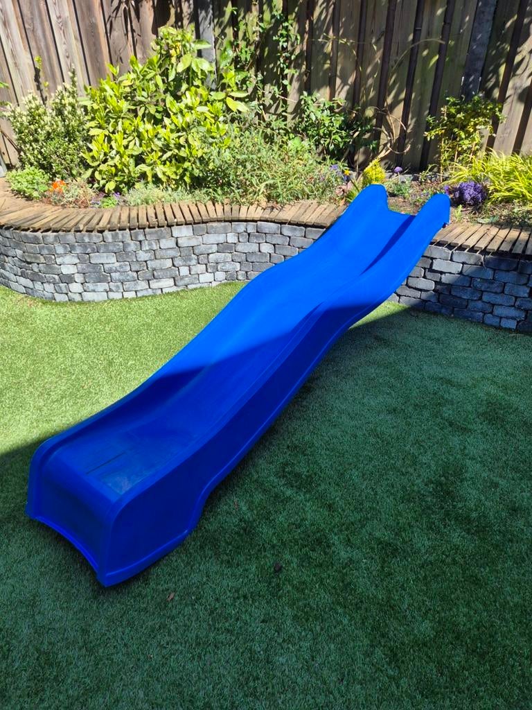 Blauwe glijbaan 220cm voor speelhuisje, Ophalen, Gebruikt