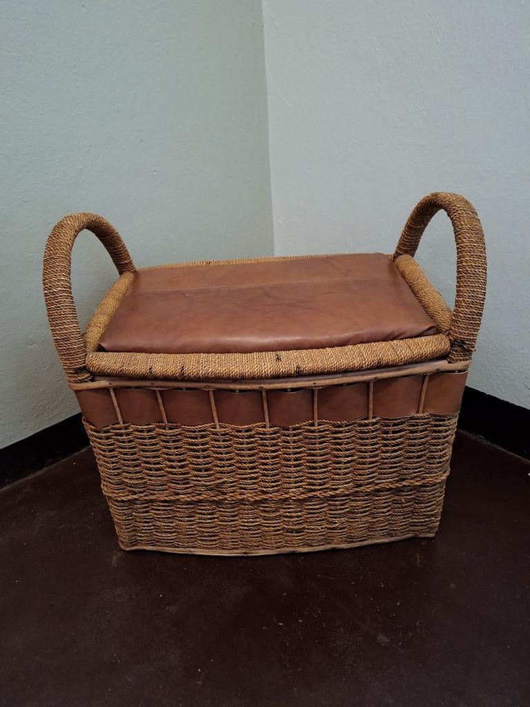 Rieten zit/opbergmand, Huis en Inrichting, Ophalen, Rechthoekig, Riet