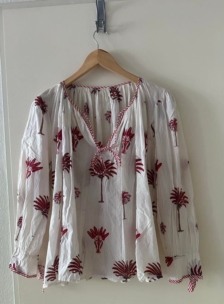 Antik Batik palmio blouse met rode palmen maat 36, Ophalen of Verzenden, Zo goed als nieuw, Maat 36 (S)
