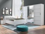 VOORRAAD Witte 4-delige slaapkamer 160x200 cm | kast B250 cm, Ophalen of Verzenden, Nieuw, Tweepersoons, Complete slaapkamer, gratis bezorging, montage tegen meerprijs