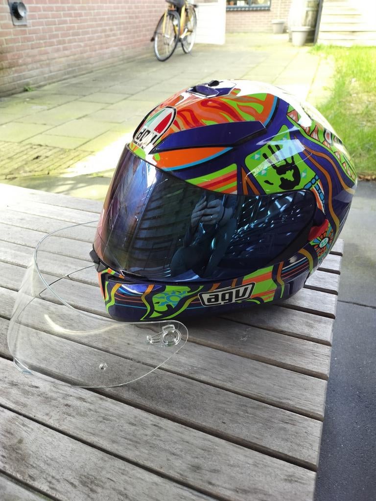 AGV K-3 SV Rossi helm met blauw en helder vizier maat MS/57, Motoren, Kleding | Motorhelmen, M, Dames, Ophalen of Verzenden, Tweedehands