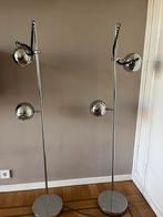 Set van 2 retro eyeball vloerlampen - Chroom, Ophalen, Gebruikt, Metaal, 150 tot 200 cm