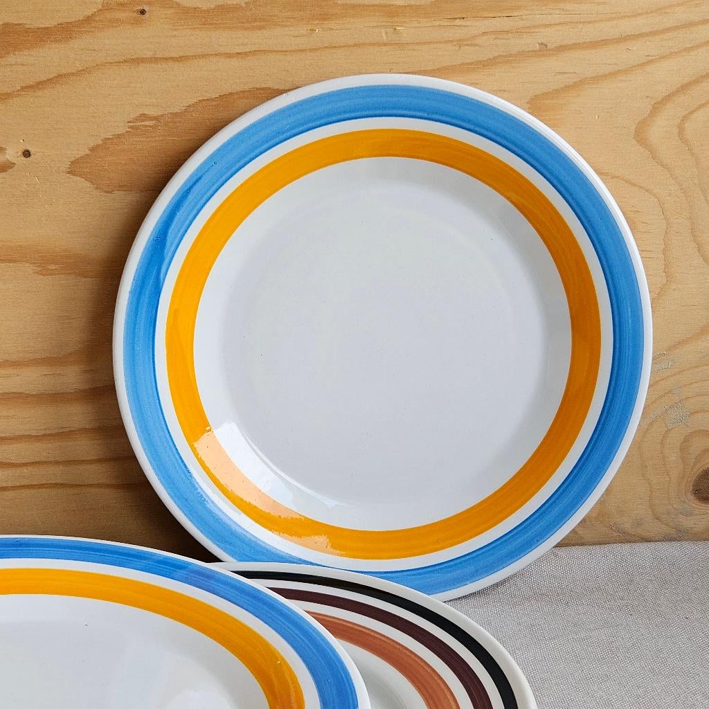 Set van 3 kleurrijke dinerborden, Keramiek, Ophalen of Verzenden, Zo goed als nieuw, Overige stijlen