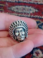 Stoere Indianen Hoofd Ring - Maat 18, IJzer, IJzer of Staal, Ophalen of Verzenden, Zo goed als nieuw, 17 tot 18