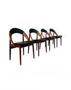 4x gerestaureerde eetkamerstoel, Arne Hovmand Olsen ‘60, Ophalen of Verzenden, Zo goed als nieuw, Vier, Leer