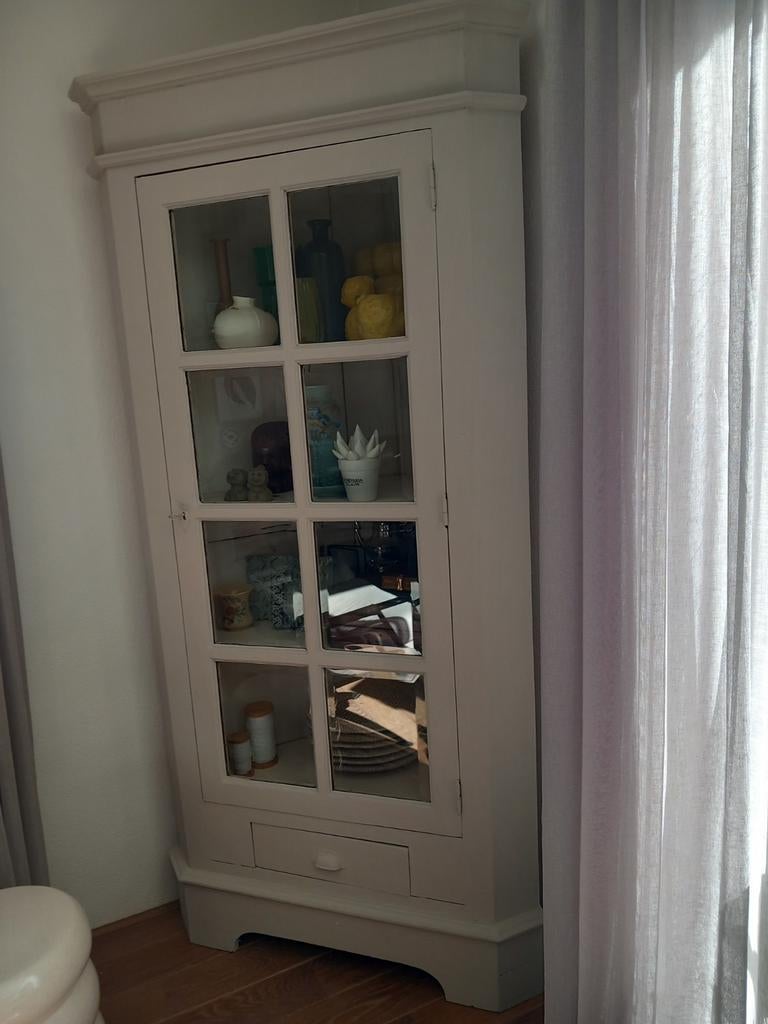 Beige geverfde hoekkast - 200x95x55 cm, Ophalen, Gebruikt