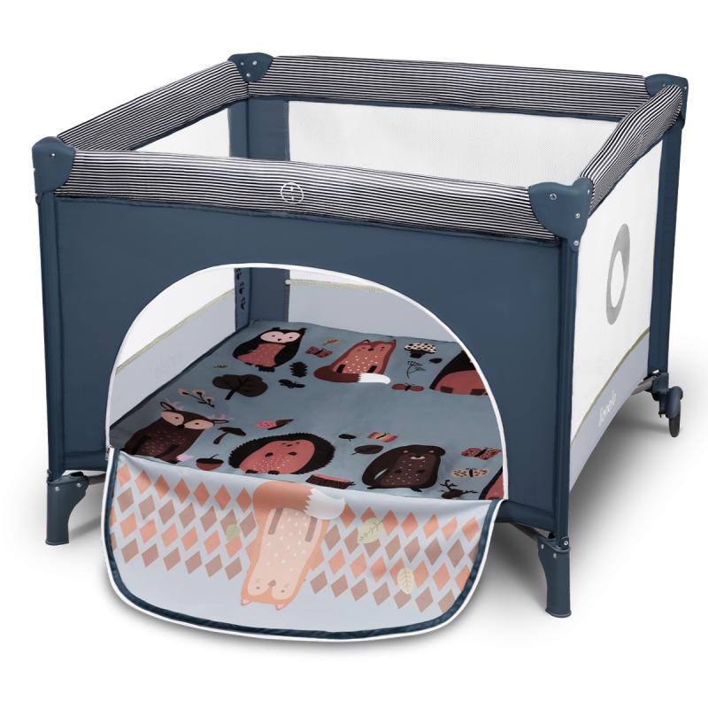 Babybox Lionelo blauw, Ophalen, Gebruikt, Vierkant, Wieltjes