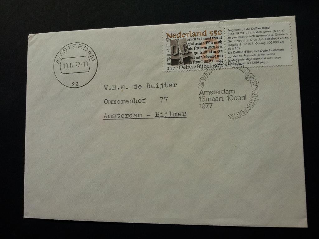 Nederland envelop stempel een leven lang drukwerk gestempeld, Postzegels en Munten, Brieven en Enveloppen | Nederland, Ophalen of Verzenden