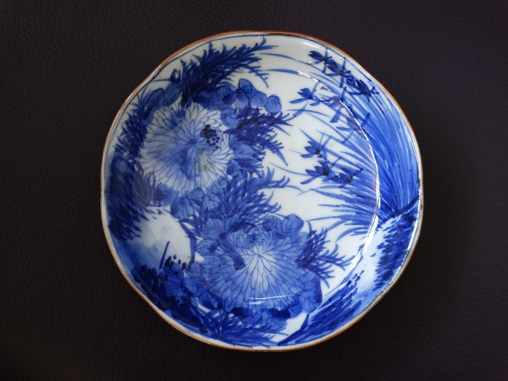 Porseleinen schaal blauw wit, chrysanten, Azie, Oosten, Ophalen of Verzenden