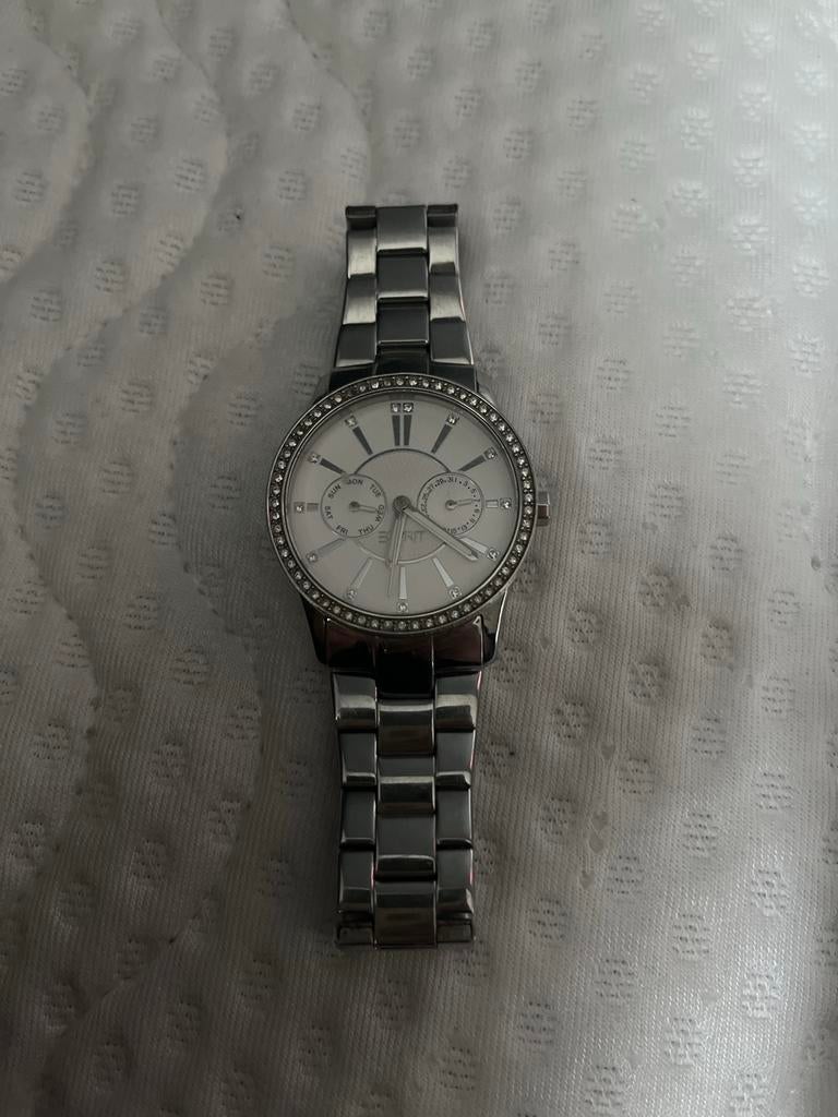 Esprit Dames Horloge met Strass en Stalen Band, Sieraden, Tassen en Uiterlijk, Horloges | Dames, Staal, Ophalen of Verzenden, Zo goed als nieuw