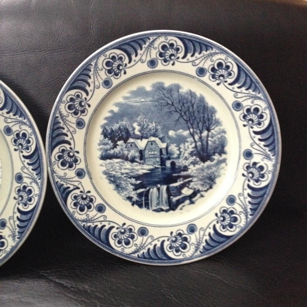 Société Céramique Maestricht LANDSCHAP Delfts Blauw 2 + 4, Ophalen of Verzenden