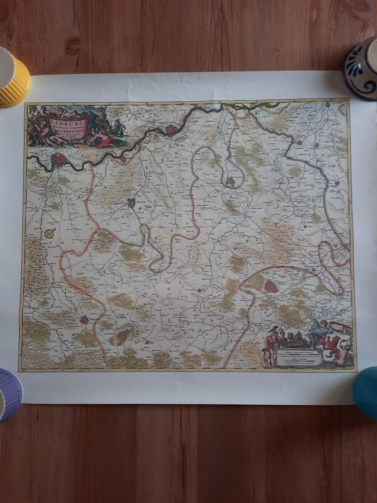 Landkaart Zuid Limburg vroeger., Boeken, Atlassen en Landkaarten, Gelezen, Ophalen of Verzenden, Landkaart, 1800 tot 2000