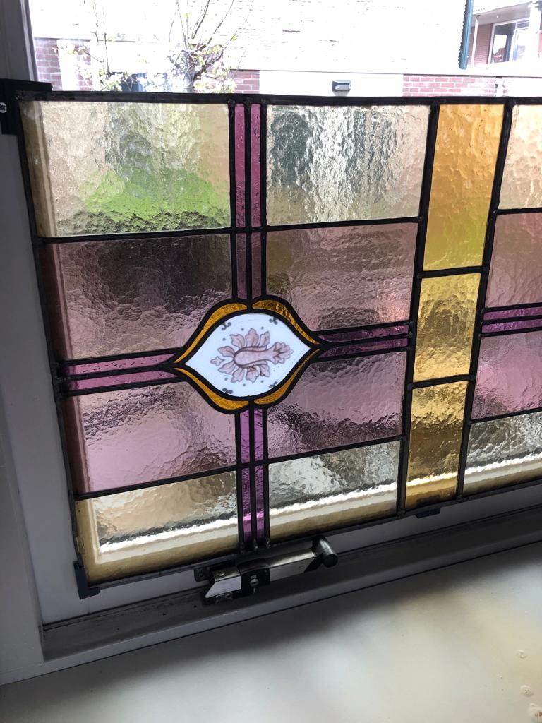 Glas in lood raamdecoratie, Antiek en Kunst, Antiek | Glas en Kristal, Ophalen