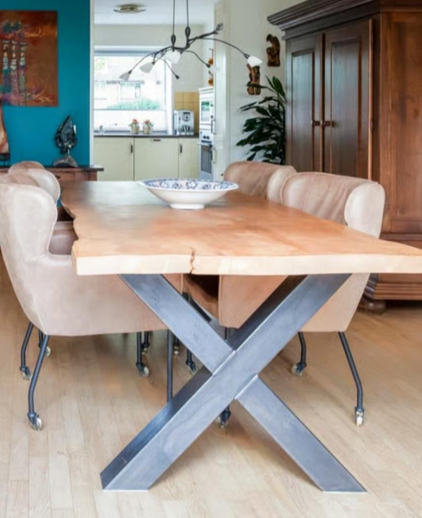 Stalen tafelpoten X-vorm (2 stuks), Ophalen, Tafelpoot, Gebruikt, 50 tot 100 cm