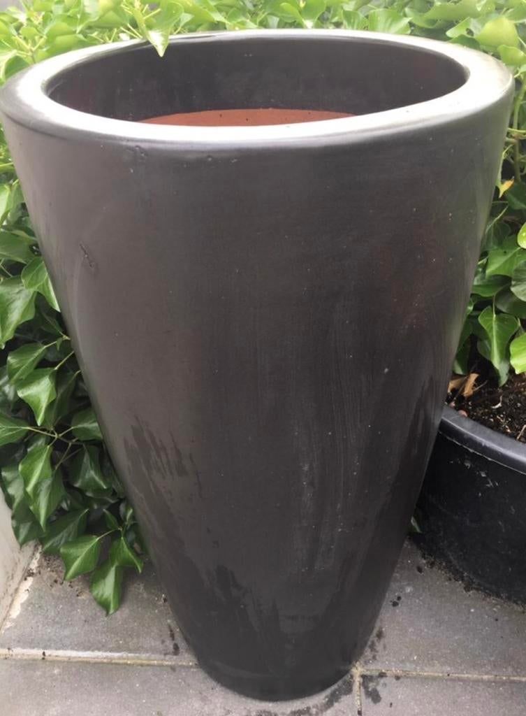 Hoge terracotta pot vaas antraciet 72cm hoog d.39cm, Gebruikt, 40 cm of meer, Rond, Ophalen of Verzenden