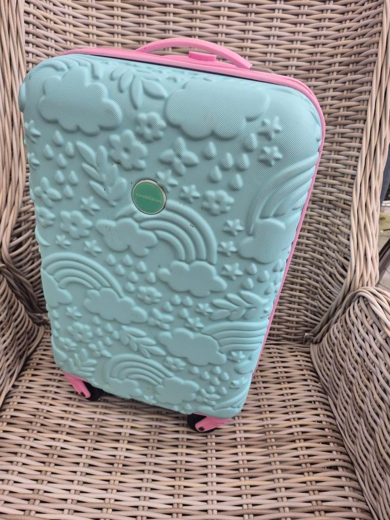 Leuke trolley voor kinderen - mintgroen met roze accenten, Ophalen of Verzenden