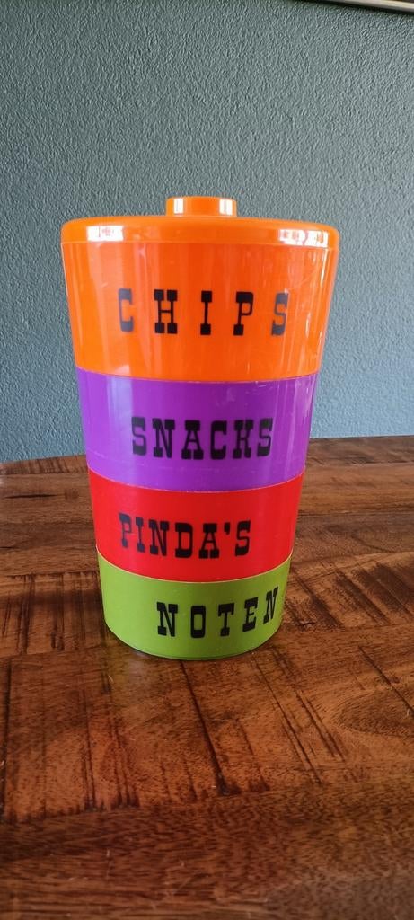 Jaren 70 snack toren voor snacks, pinda's en noten, Kunststof, Ophalen of Verzenden, Zo goed als nieuw, Voorraadpot
