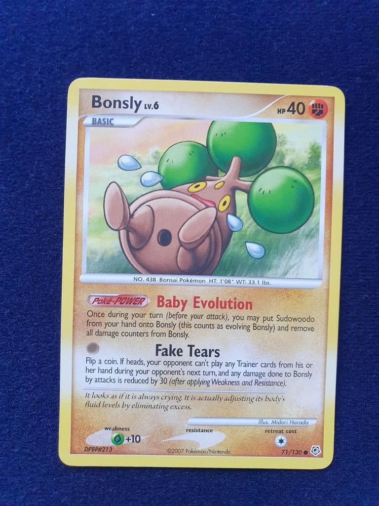 Bonsly 71/130 pokemon kaart, Ophalen of Verzenden, Gebruikt