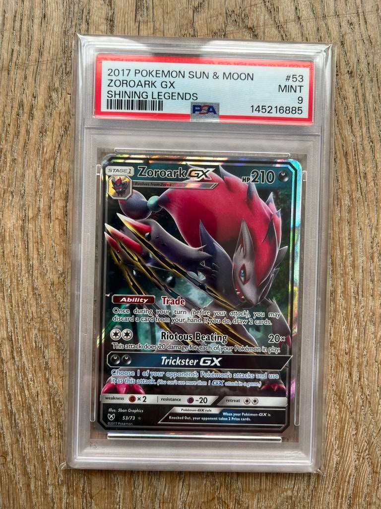 Zoroark GX [PSA 9] - Sun en Moon Hidden Fates 2019, Ophalen of Verzenden, Zo goed als nieuw, Losse kaart