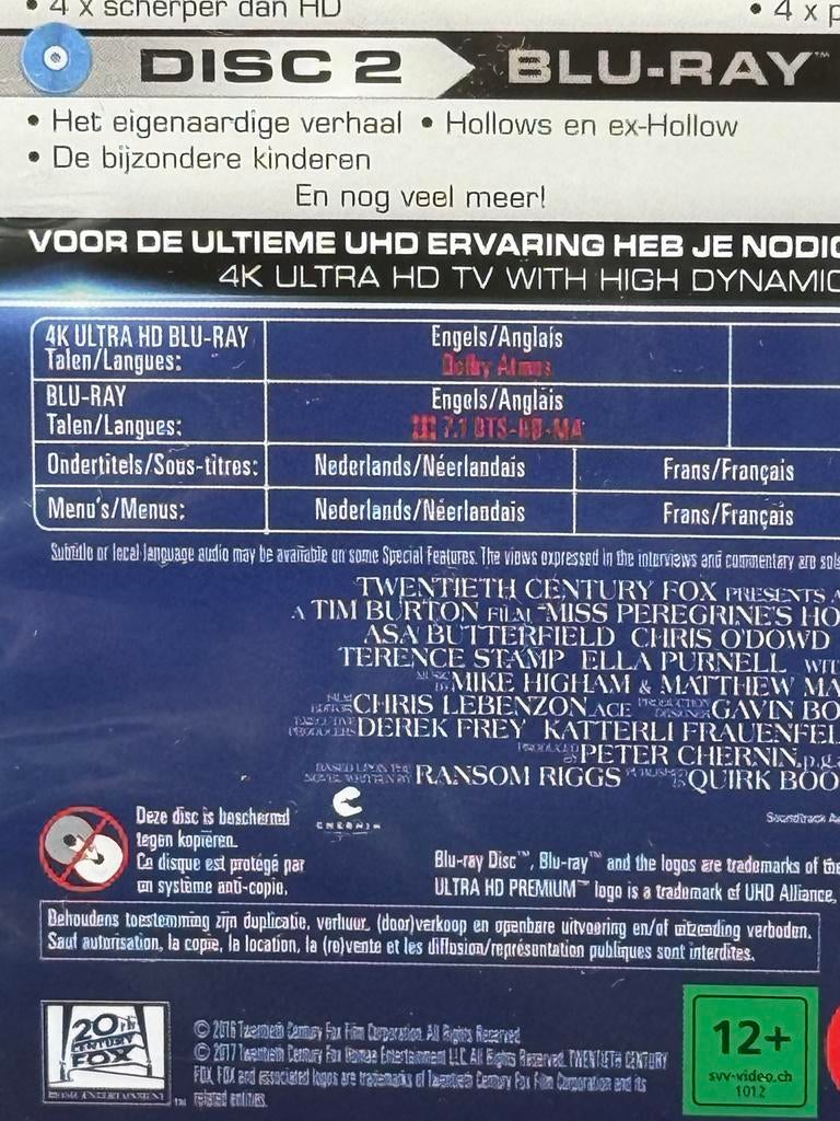 Miss Peregrine's Home for Peculiar Children 4K UHD Blu-ray, Avontuur, Verzenden, ., Foxfilm