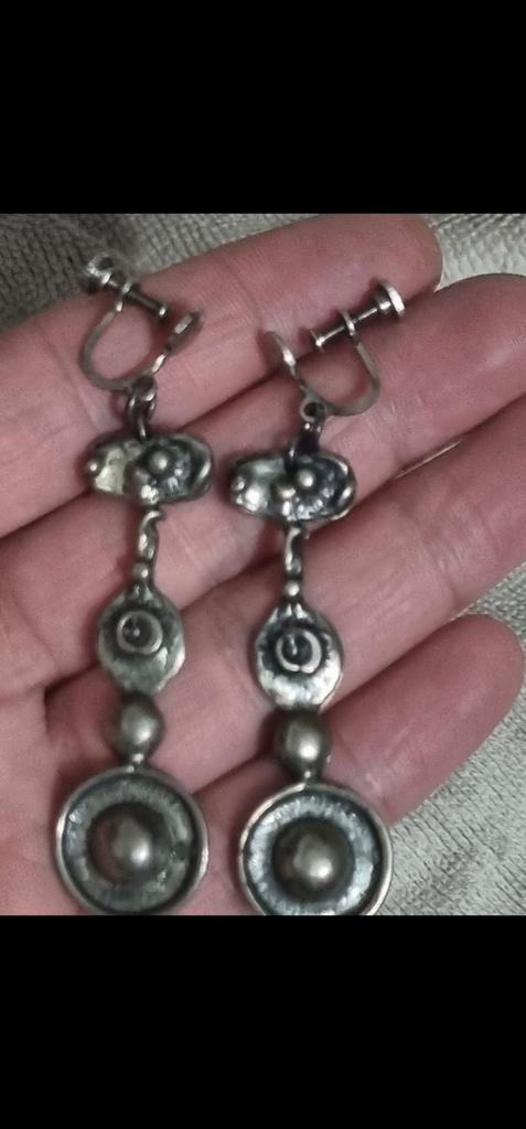 Antieke bijzondere zilveren 925 oorbellen, Sieraden, Tassen en Uiterlijk, Oorbellen, Gebruikt, Hangers, Zilver, Zilver, Verzenden